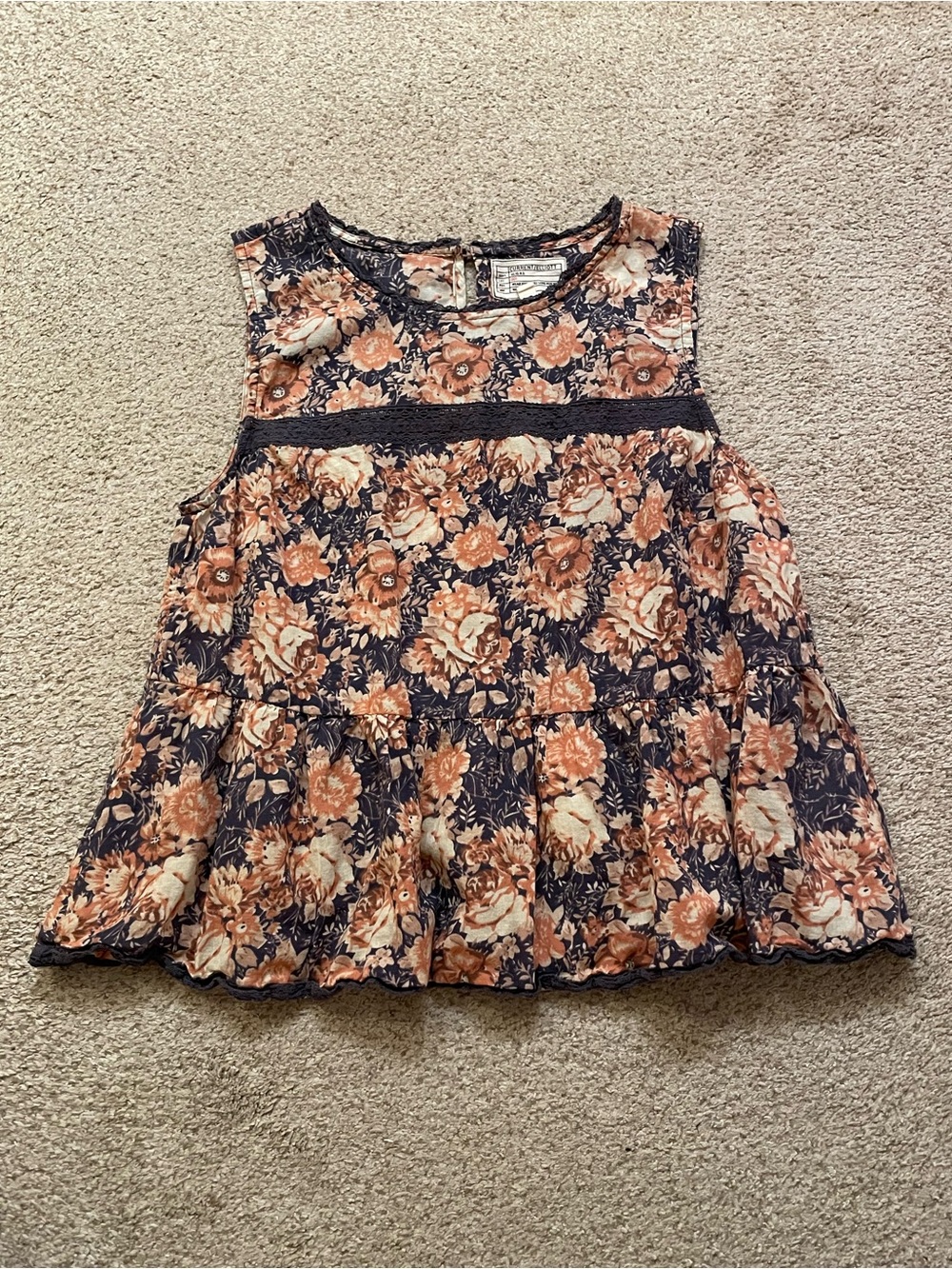 Current Elliot floral loose sleeveless blouse tank top peplum size 1